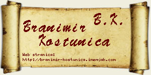 Branimir Koštunica vizit kartica